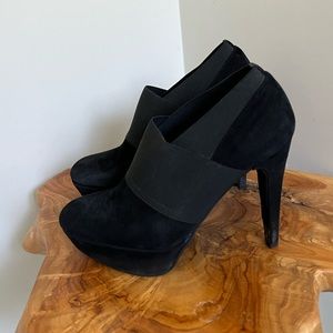 Stuart Weitzman Wrap It Up Black Suede Booties, 6